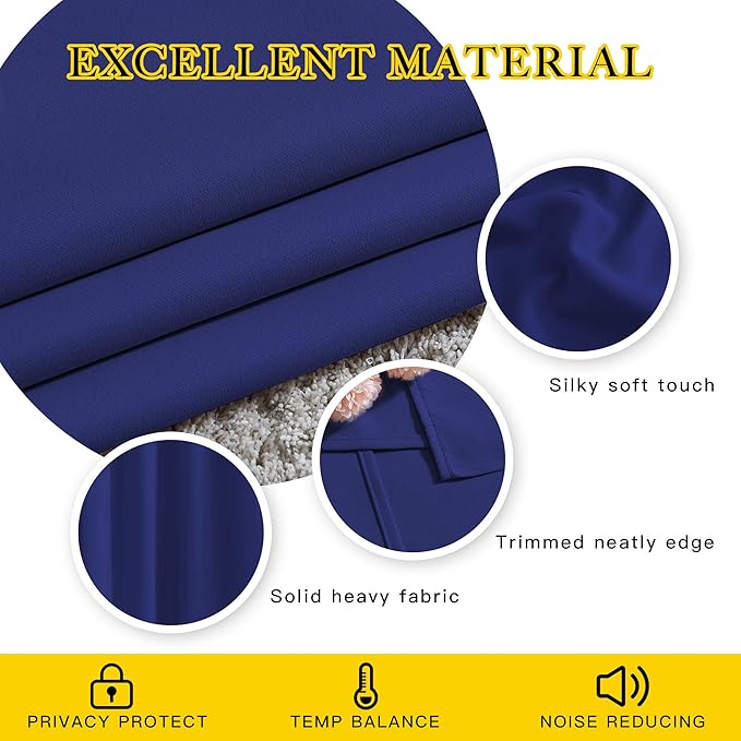 NICETOWN Navy Blue Blackout Curtains 102 inches Long, Grommet Thermal Insulated Solid Room Darkening Window Treatments Sound Reducing for Living Room, W46 x L102, Set of 2