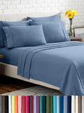Bare Home Hotel Luxury Split King Sheet Set, Extra Soft, Deep Pockets, Easy Fit, Cooling & Breathable, Wrinkle, Fade, Stain Resistant, Includes 4 Pillowcases (Split King, Coronet Blue)