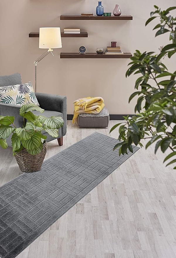 Custom Length Hallway Runner Rug,Slip Resistant,Bricks Anthracite, 26 Inch X 13 feet, Sold and Priced Per Foot