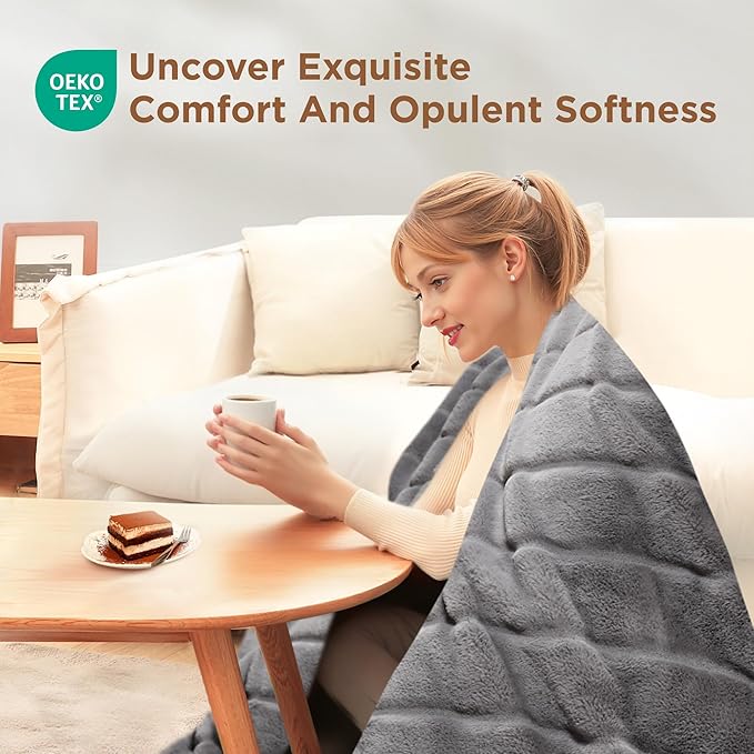 Sophia & William Throw Blanket for Couch Sofa(90x90 Inches) - Faux Fur Throw Soft Cozy, Gifts for Women, Grey