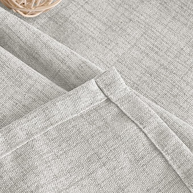 YoungsTex Light Grey Linen Curtains 68 Inch Length for Living Room, Light Filtering Window Drapes Semi Sheer with Bronze Grommet Privacy for Bedroom, 52 x 68 Inch, 2 Panels