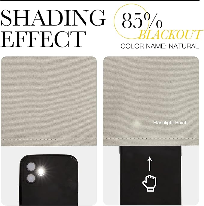 NICETOWN Blackout Natural Curtain for Living Room - Thermal Insulated Solid Grommet Sound Reducing Energy Saving Window Drape for Bedroom/Dining Room, 1 Panel, W52 x L84