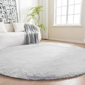 Amazon Basics Fluffy Washable Round Area Rug, Circle Shaggy Carpet for Living Room, Bedroom, Nursery, 5'R, Gray