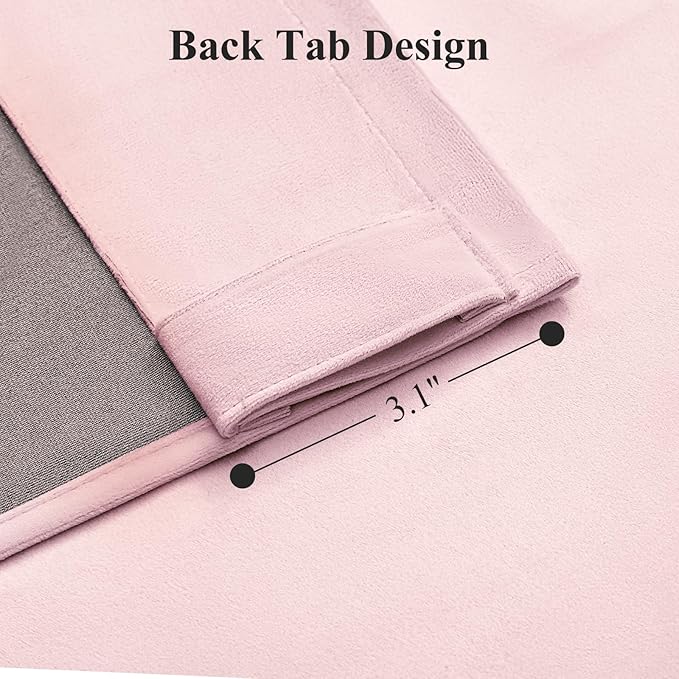 AUSSPVOCT Baby Pink Velvet Curtains for Girls Bedroom, Thermal Insulated Blackout Curtains Luxury Soft Room Darkening Window Drapes for Living Room Nursery, Back Tab Rod Pocket, W52 x L102, 2 Panels