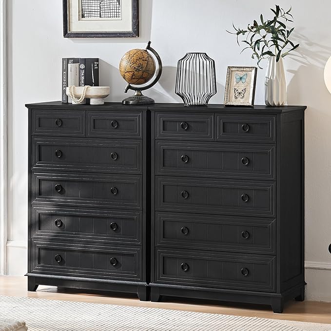 Farmhouse 6 Drawer Dresser for Bedroom, 41" Tall Small Dressers & Chest of Drawers, Rustic Wood Dresser with Metal Handle, Storage Organizer Closet for Living Room, Hallway, Entryway
