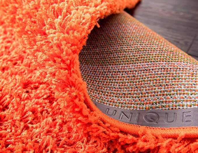 Unique Loom Solid Shag Collection Area Rug (3' 3" x 5' 3" Rectangle, Tiger Orange)