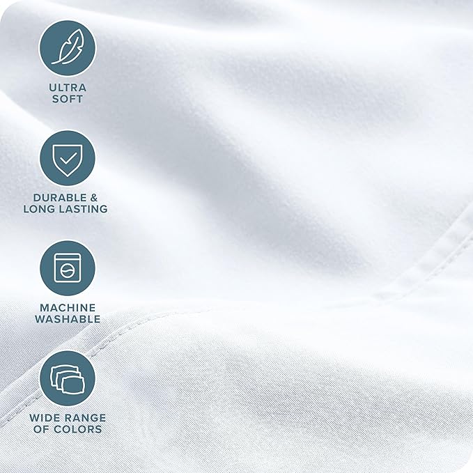 Bare Home Hotel Luxury Queen Sheet Set, Extra Soft - 6 Piece Set - Deep Pockets - Easy Fit - Cooling & Breathable - Wrinkle, Fade, Stain Resistant - Includes 4 Pillowcases (Queen, White)