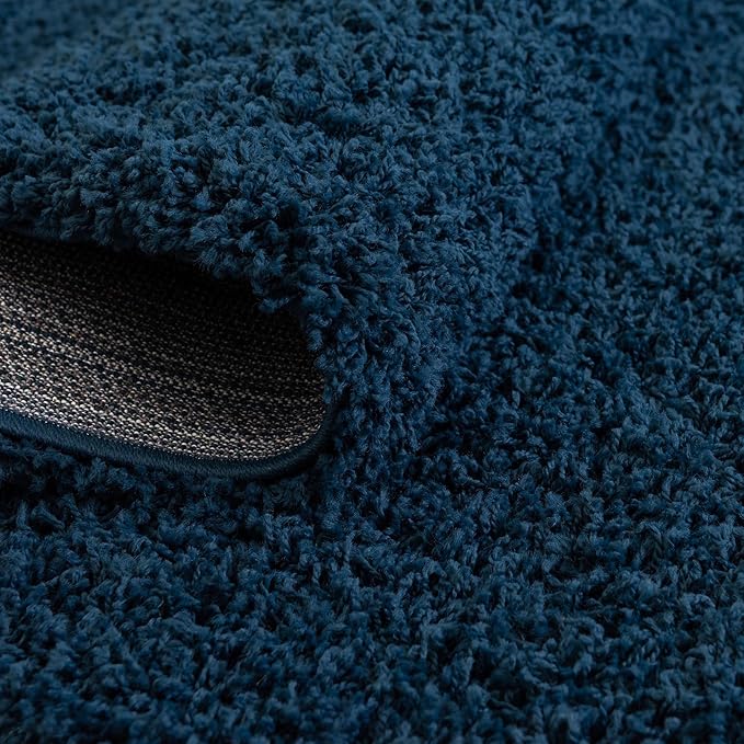 Unique Loom Solid Shag Collection Area Rug (10' 2" Round, Sapphire Blue/ Navy Blue)