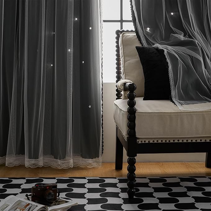 XiDi Grommet Blackout Curtains for Bedroom & Living Room, 84"L x 34"W, Unicorn Pattern, Girls & Kids Room Decor