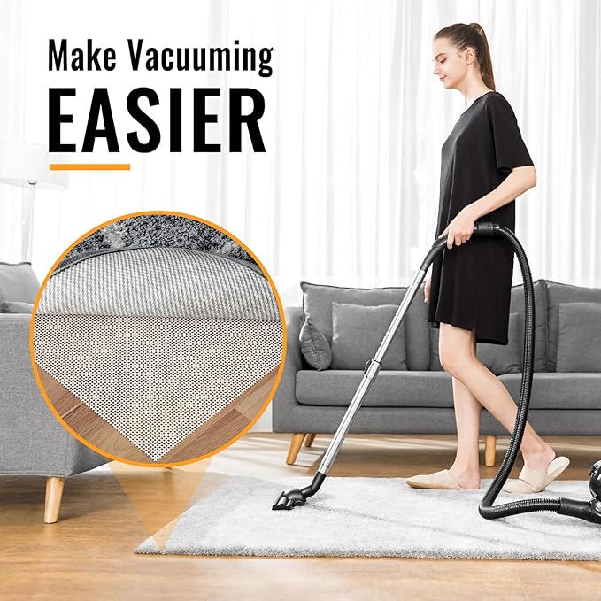 Silicone Non-Slip Rug Pad, Anti Skid Thin Area Rug Pad Gripper, Under Carpet Rug Mats for Hardwood Surface Floors, Keep Rugs in Place-2x6 Ft