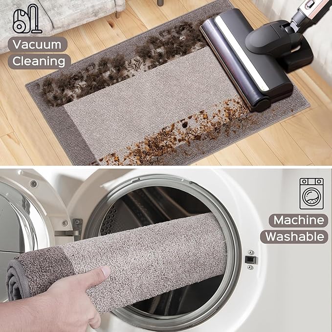 Machine Washable Runner Rug 32" x 120", Non Slip Kitchen Mat for Floor, Absorbent Entryway Rug for Kitchen, Bedroom, Living Room, Hallway, Door (Roll Packing)