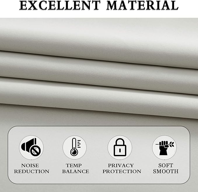 DONREN Light Gray Blackout Curtains Panels Room Darkening Thermal Insulated Drapes with Rod Pocket (52" Wide x 63" Long Each Panel, One Pair)
