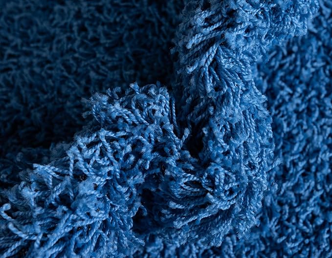 Unique Loom Solid Shag Collection Area Rug (5' 3" x 8' Oval, Periwinkle Blue)