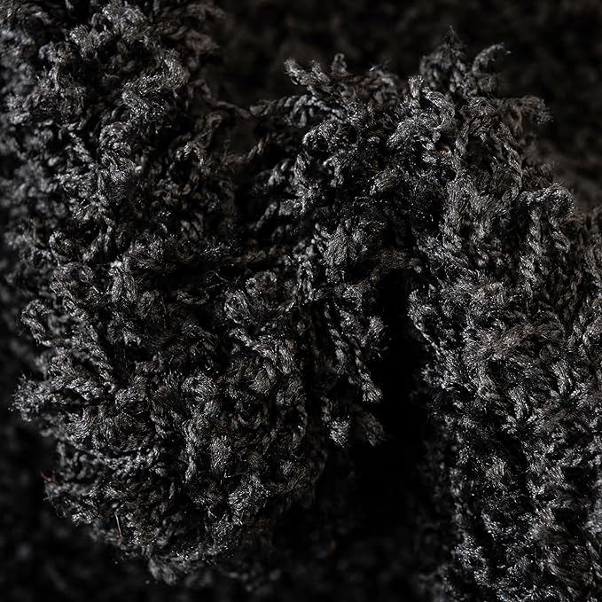 Unique Loom Solid Shag Collection Area Rug (5' 3" Round, Jet Black)