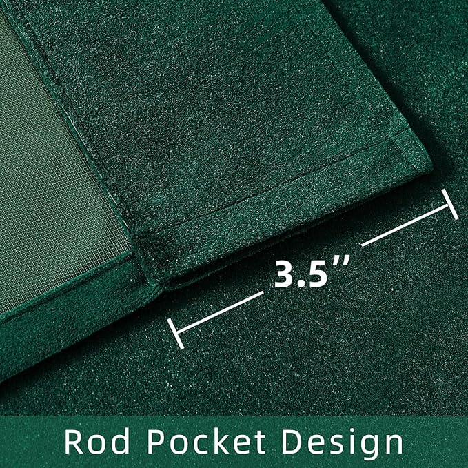 Joydeco Green Velvet Curtains 102 inch Length 2 Panels, Luxury Blackout Rod Pocket Thermal Insulated Window Curtains, Super Soft Room Darkening Drapes for Living Dining Room Bedroom,W52 x L102 inches