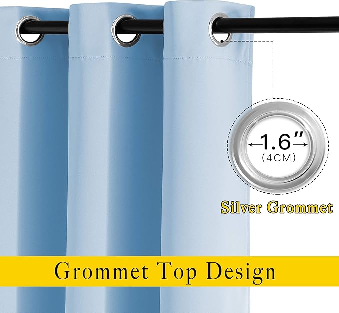 NICETOWN Blue Curtains 96 inches Long, Grommet Thermal Insulated Blackout Curtains Privacy Window Treatments for Boys Room/Living Room, W46 x L96, 2 Panels