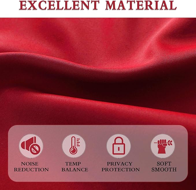 DONREN Backdrop 5FT x 8FT Curtains for Parties-Home Decoration Thermal Insulated Rod Pocket Blackout Draperies/Drapes for Bedroom (2 Panels, 60 inches x 96 inches, Red)