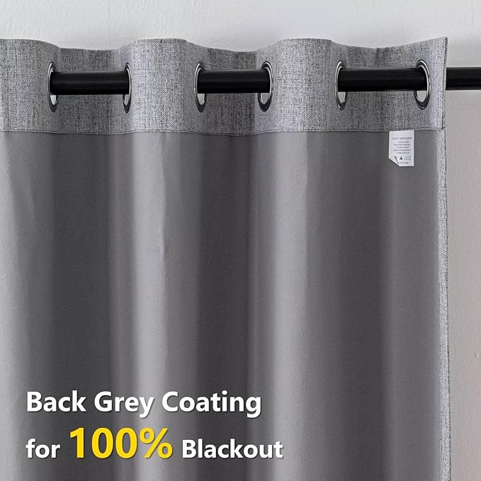100% Blackout Curtains for Bedroom Room, Custom Curtains Blackout Thermal Insulated 1 Panel, Grommet Light Blocking Drapes for Bedroom Windows Luxury Decor(Custom Size,Light Grey