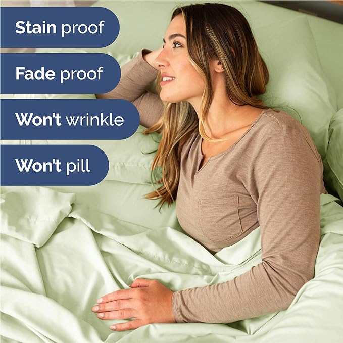 King 6 Piece Sheet Set - Cooling, Comfy & Breathable - Hotel Luxury Bedding, Includes Fitted Sheet for Women, Men, Kids & Teens - 1 Flat, 1 Fitted Sheet, 4 Pillowcases with Deep Pockets - Light Sage