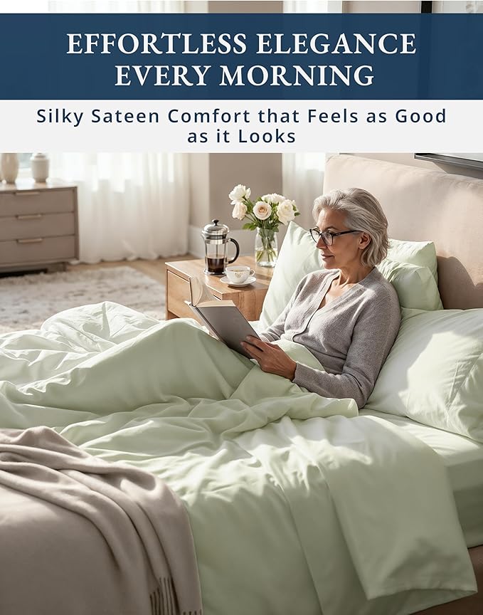 LANE LINEN 100% Egyptian Cotton Split King Bed Sheets for Adjustable Bed - 1000 Thread Count, Eco Friendly Sustainably Produced No Pill Fade Resistant 15" Deep Pocket Split King Sheet Set - Mineral