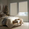 HESTIA No Drill Cordless Blackout Roller Shades Screwless Waterproof Shower Window Blinds, Auto-Retraction Easy Install Blind for Bedroom/Living Room/Kitchen, Cream Linen, 30" W x 72" H