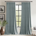 StangH 62 inches Wide Stone Blue Velvet Curtains for Sliding Door, Soft Room Darkening Privacy Protect Drapes for Window Door Covering/Living Room/Office Divider, W62 x L84, 2 Panels