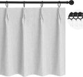 WdFour 30x30 Inch Pinch Pleated Blackout Cafe Curtains - Pack of 2, 100% Light Blocking Back Tab Drapes for Half Windows, Kitchen & Bathroom Short Curtains y. (Greyish White).