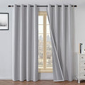 100% Blackout Curtains 108 Inches Long 2 Panels Set, Black Out Curtains for Living Room, Greyish White Thermal Insulated Grommet Drapes Bedroom Luxury Decor(52W × 108L inch, Greyish White)