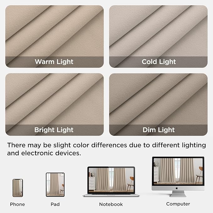 Joydeco Light Beige 100% Blackout Curtains 120 Inch 2 Panels, Luxury Thermal Light Beige Velvet Curtains for Bedroom Living Room, Soundproof Blackout Window Drapes, Rod Pocket & Back Tab (52W x 120L)