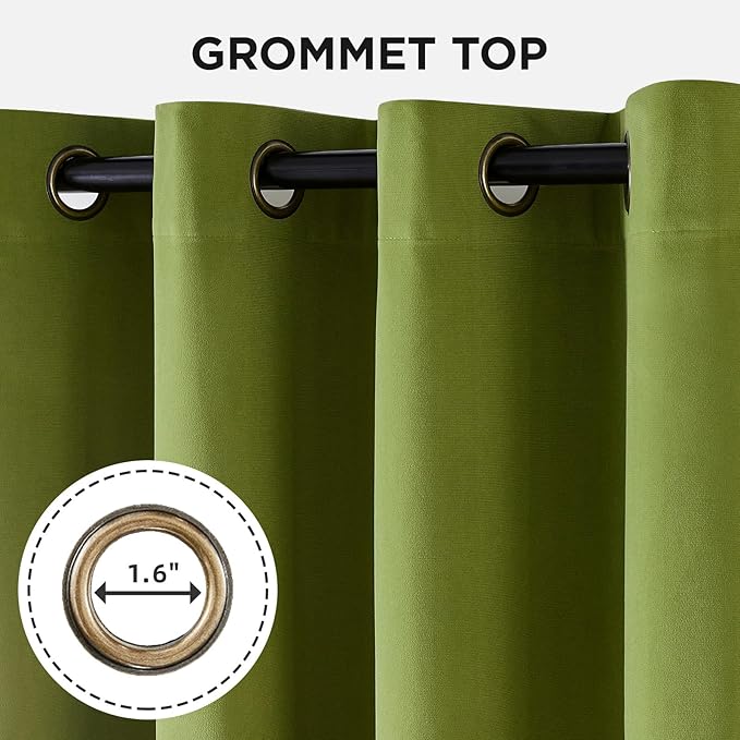 Joydeco Moss Green 100% Blackout Curtains 120 Inch 2 Panels, Luxury Thermal Green Velvet Curtains for Bedroom Living Room, Soundproof Blackout Window Drapes, Grommet Top (52W x 120L)