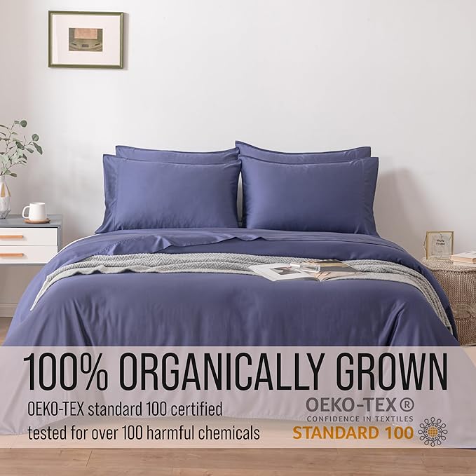 Bella Coterie 6 Piece Luxury Bamboo Viscose King Size Sheet Set | 100% Organically Grown | Cooling for Hot Sleepers | 18" Deep Pocket | Soft & Hypoallergenic | 4 Pillowcases [Twilight Blue]