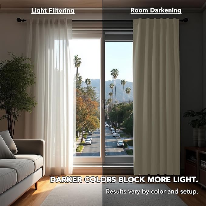 Deconovo Blackout Curtains, Thermal Insulated, W70 x L63 2 Panels, Back Tab, Machine Washable, Room-Darkening Drapes for Bedroom/Living Room Light Beige