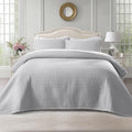 KASENTEX Queen XL Quilt Set 98"x98" – Soft Washed 3-Layer Lightweight Bedspread, Minimalist Nordic Design, All-Season Spring & Summer Quilt Set (1 Quilt + 2 Pillow Shams), Gull
