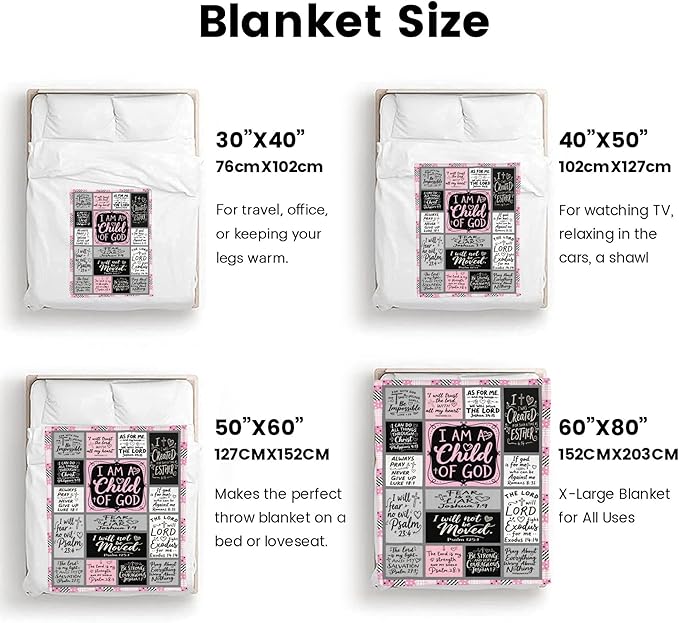 Christian Gift for Women, Inspirational Throw Blanket for Couch, Soft Lightweight Flannel Blanket, 50"x 60" Thoughts and Prayers Blankets for Bedroom Sofa Living Room Decoration