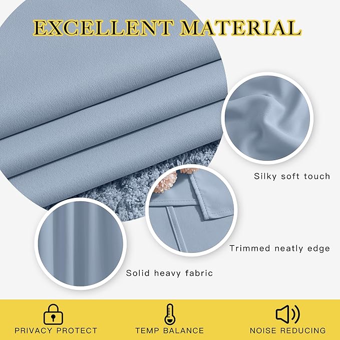 NICETOWN Bedroom Blackout Curtains Panels - Window Treatment Thermal Insulated Solid Grommet Blackout for Living Room (Set of 2 Panels, 52 by 54 Inch,Vintage Blue)