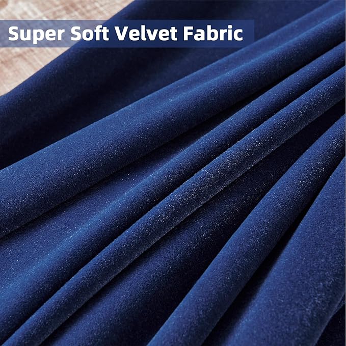 Joydeco Royal Blue Velvet Curtains 84 Inches Long, Luxury Grommet Blackout Curtain 2 Panels, Thermal Insulated Privacy Room Darkening Window Drapes for Bedroom Living Room Home Theatre (52Wx84L)
