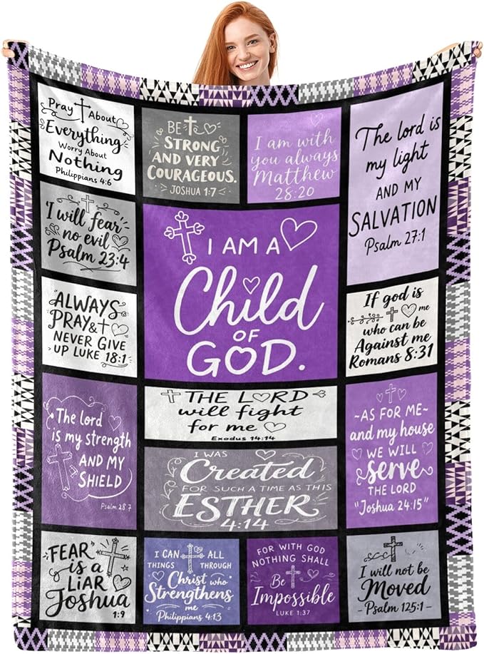 Christian Blanket Gift for Women, Inspirational Throw Blanket for Couch, Soft Lightweight Flannel Blanket, 50"x 60" Thoughts and Prayers Blankets for Bedroom Sofa Living Room Decoration