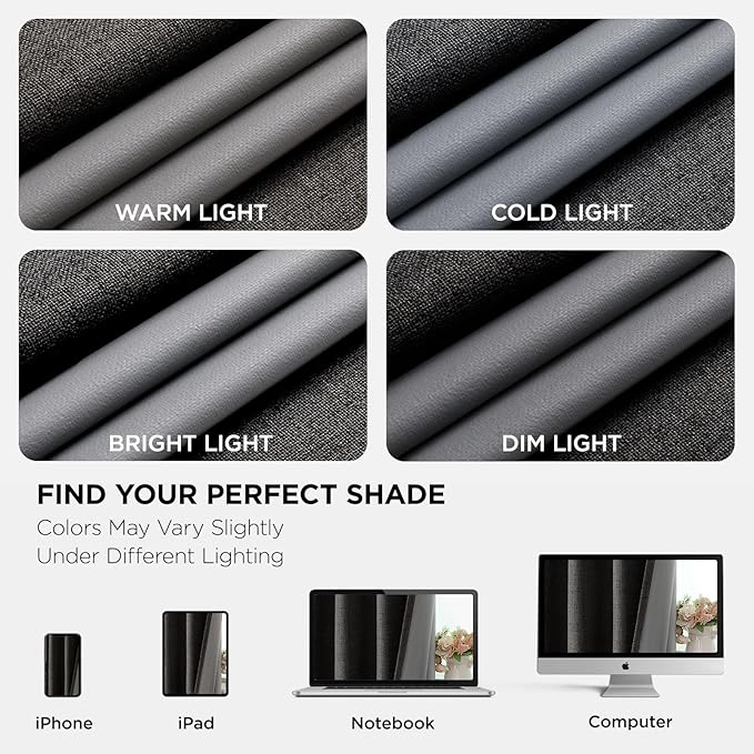 Joydeco Blackout Curtains 95 Inches Long 2 Panels Burg, Room Darkening Curtains for Bedroom, 100% Black Out Textured Thermal Drapes Privacy Protection 2 Panels Set(W52 x L95 Inch, Charcoal Grey)