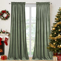 StangH Sage Green Velvet Curtains - Modern Thermal Insulated Drapes for Office, Heavy Soft Curtains with Noise Reduction for Sliding Door, W52 x L92, 2 Panels