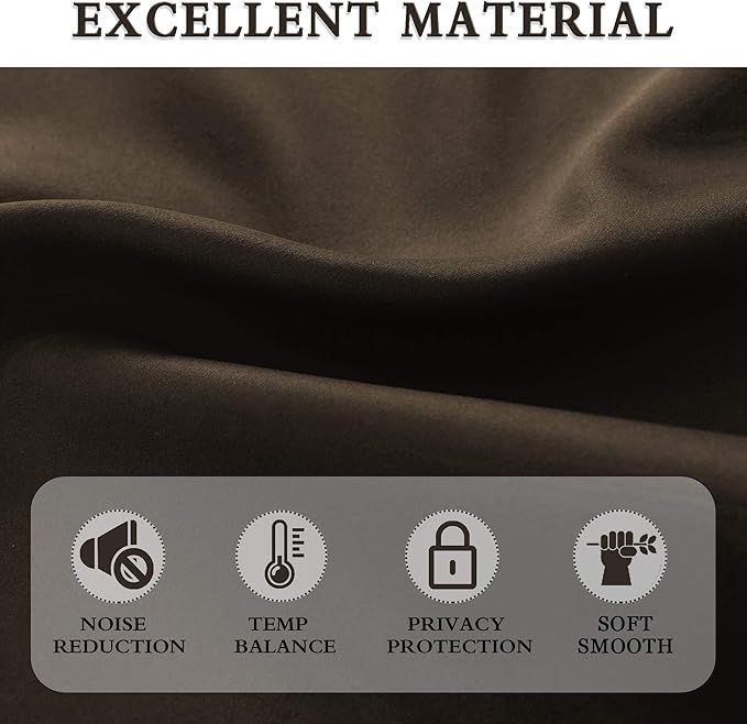 DONREN 96 Inches Long 2 Panels Blackout Curtain Panels for Bedroom - Rod Pocket Thermal Insulated Drapes for Living Room(Chocolate Brown,52 x 96)