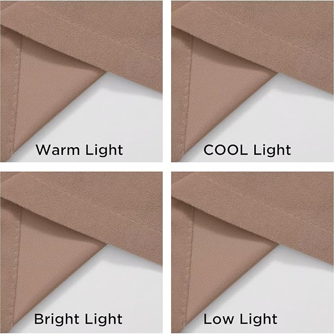 Joydeco Velvet Curtains Rose Beige Blackout Curtains Thermal Insulated 63 inches Long Window Curtains Super Soft Room Darkening Drapes for Bedroom Living Room Elegant Rod Pocket 2 Panels Rose Beige