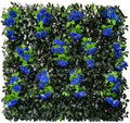 GLANT Expandable Fence Privacy Screen for Balcony Patio Outdoor,Decorative Faux Ivy Fencing Panel,Artificial Hedges (Single Sided Leaves) (4, Branches -Blue Rose)