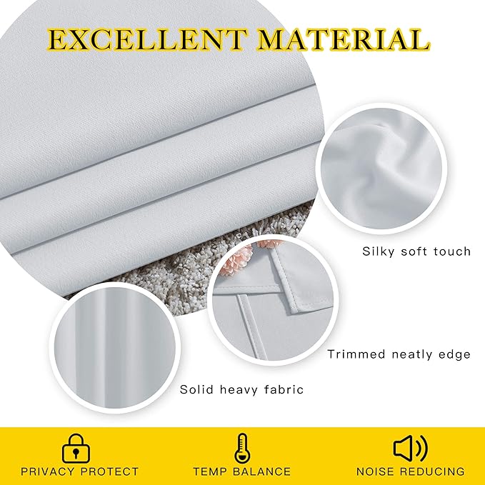 NICETOWN Room Darkening Curtain Panels - Window Treatment Thermal Insulated Grommet Light Blocking Curtains Drapes for Bedroom/Home Office (2 Panels, 46 by 54, Greyish White)