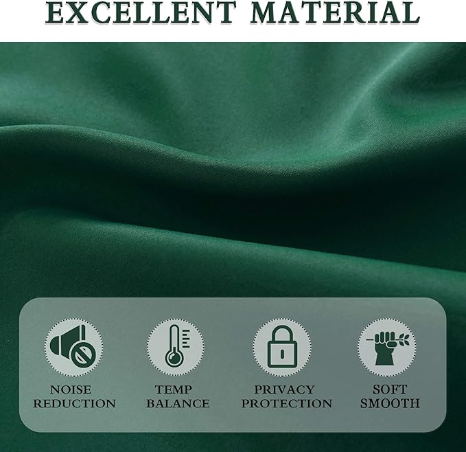 DONREN Hunter Green Blackout Thermal Insulating Window Curtain Panels for Bedroom with Rod Pocket (42 x 54 Inches Long,2 Panels)