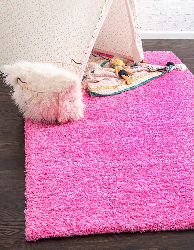 Unique Loom Solid Shag Collection Area Rug (3' 3" x 5' 3" Rectangle, Taffy Pink)