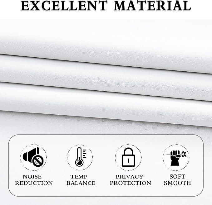 Room Divider Curtains for Bedroom Sliding Glass Patio Door - 50% Light Blocking Hallway Window Covering Curtain Draperies for Large Window,Pure White,5FT x 8FT,60" Wide by 96" Long