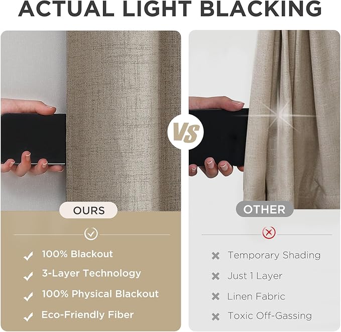 Joydeco Linen Blackout Room Divider Curtains, Extra Wide Sliding Door Drapes Living Room Curtains, 1 Panel 100W x 108L Inch Patio Door Drapes for Room Privacy