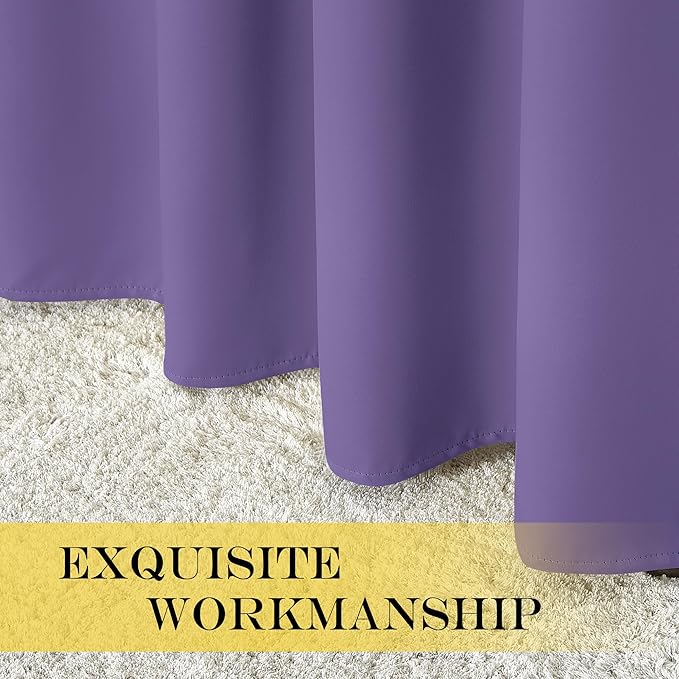 NICETOWN Blackout Curtains 63 inches Long for Living Room Bedroom, Grommet Thermal Insulated Room Divider Drape Window Treatment for Sliding Patio Door, W100 x L63, 1 Panel, Lilac Purple