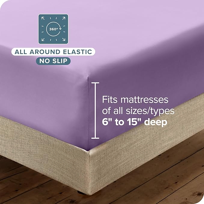 Bare Home Hotel Luxury Full Sheet Set, Extra Soft - 6 Piece Set - Deep Pockets - Easy Fit - Cooling & Breathable - Wrinkle, Fade, Stain Resistant - Includes 4 Pillowcases (Full, Lavender)