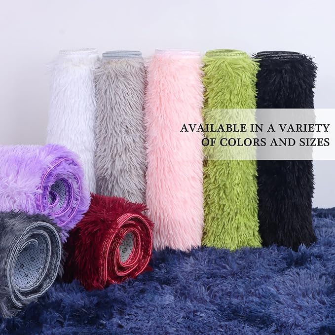 duduta Black Soft Fluffy Rug 5x8 ft, Shag Fuzzy Plush Rectangle Carpet for Bedroom Nursery Living Room Home Decor